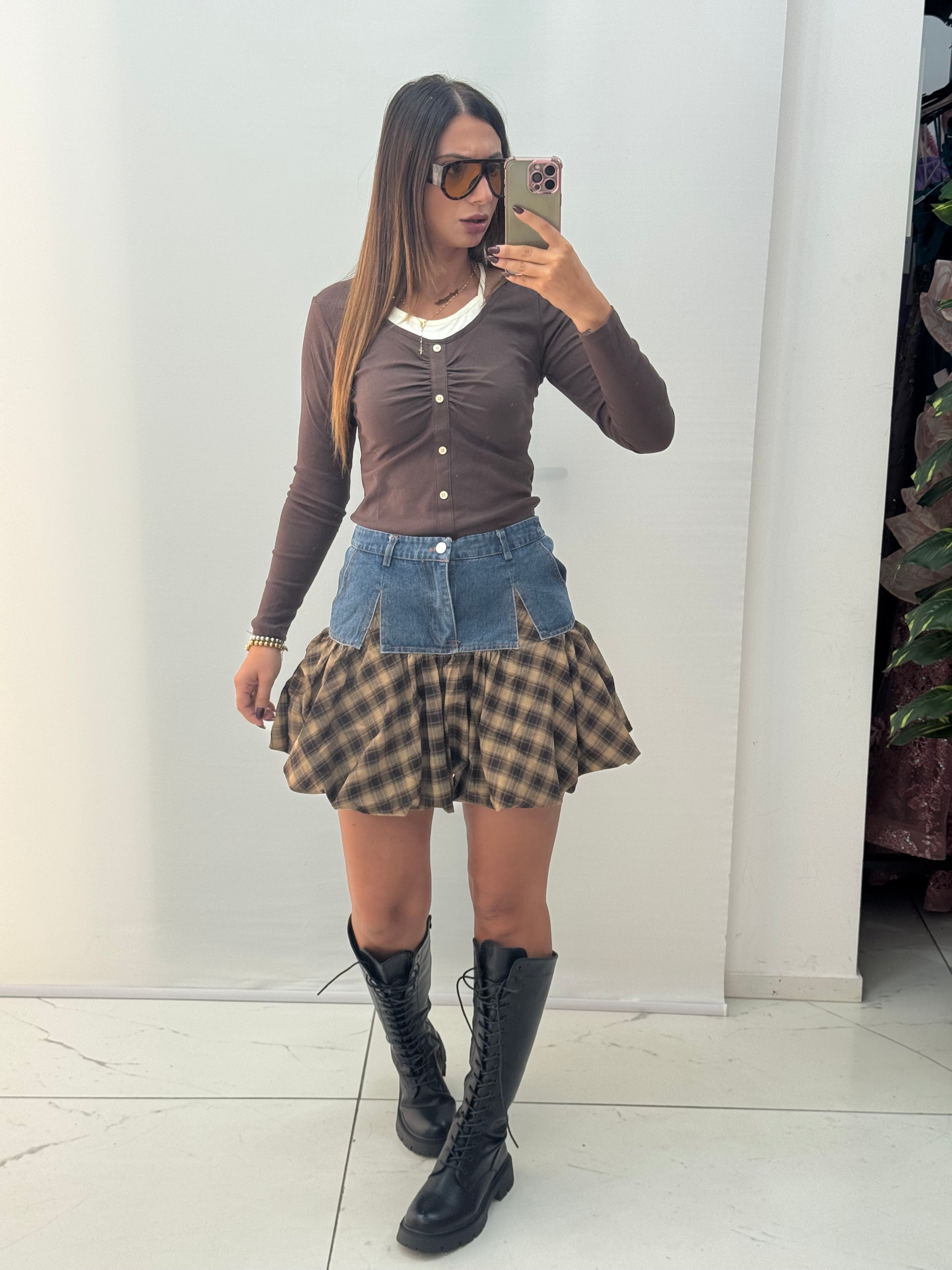 Gonna Quadri Marrone